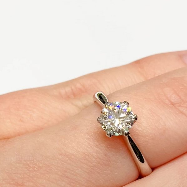 Silver plated Six Claws Solitaire ring