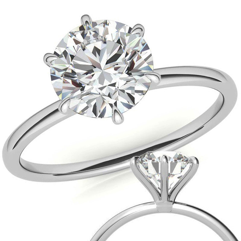Silver plated Six Claws Solitaire ring