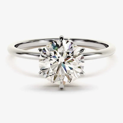 Silver plated Six Claws Solitaire ring