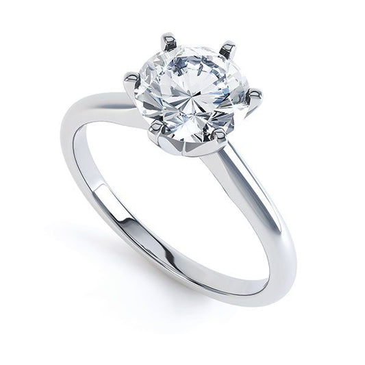 Silver plated Six Claws Solitaire ring