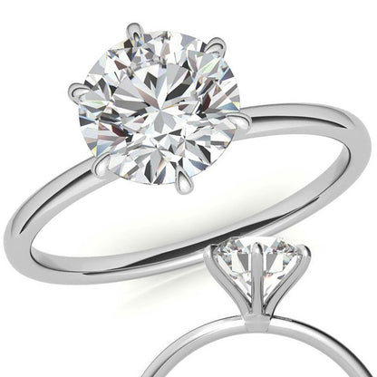Silver plated Six Claws Solitaire ring