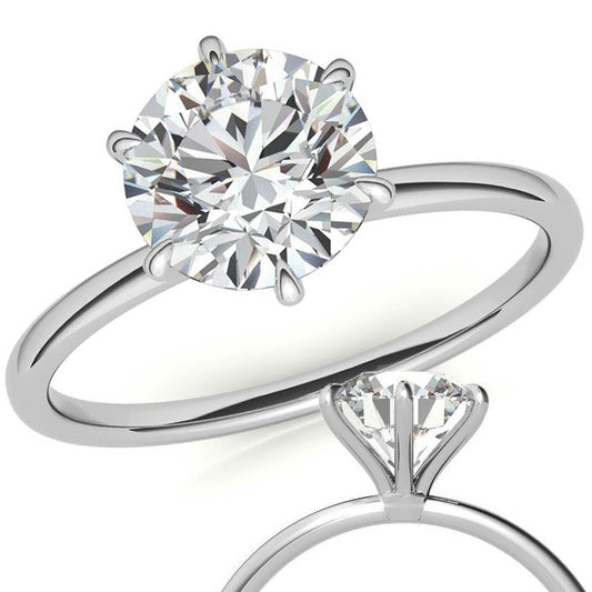 Silver plated Six Claws Solitaire ring